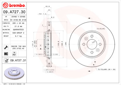 Set dischi freno BREMBO 09.A727.30
