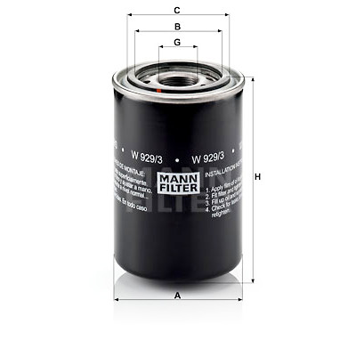 Filtro olio MANN-FILTER W 929/3
