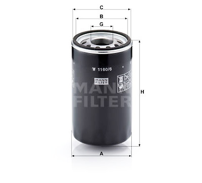 Filtro, sistema idraulico operatore MANN-FILTER W 1160/6