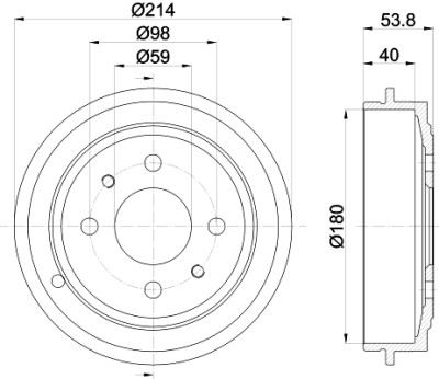 Set tamburi freno HELLA 8DT 355 300-081