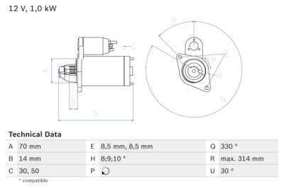 Motorino di avviamento BOSCH 0 986 018 570