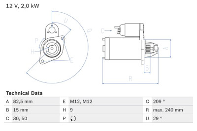 Motorino di avviamento BOSCH 0 986 021 610