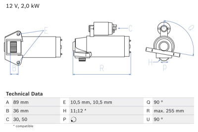 Motorino di avviamento BOSCH 0 986 021 810