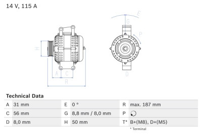 Alternatore BOSCH 0 986 043 660