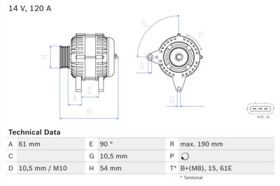 Alternatore BOSCH 0 986 044 841