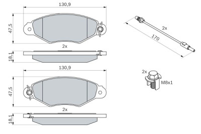 Set di 4 pastiglie freno BOSCH 0 986 424 455