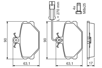 Set di 4 pastiglie freno BOSCH 0 986 491 050