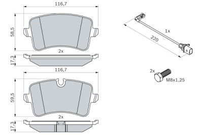 Set di 4 pastiglie freno BOSCH 0 986 494 488