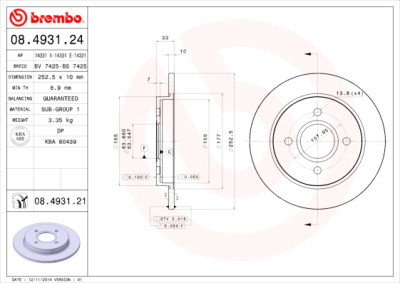 Set dischi freno BREMBO COATED DISC LINE 08.4931.21
