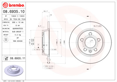 Set dischi freno BREMBO 08.6935.10