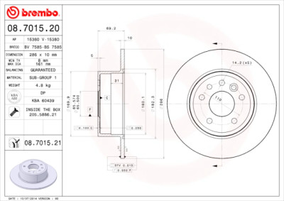 Set dischi freno BREMBO 08.7015.20