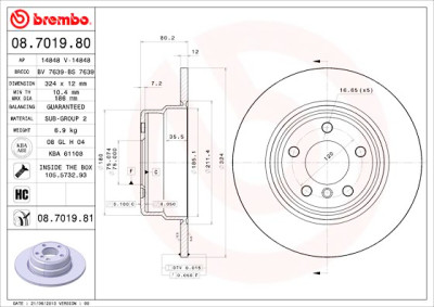 Set dischi freno BREMBO 08.7019.80
