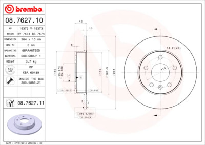 Set dischi freno BREMBO 08.7627.10