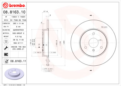 Set dischi freno BREMBO 08.8163.10