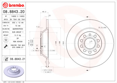 Set dischi freno BREMBO 08.8843.20