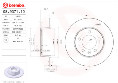 Set dischi freno BREMBO 08.9371.10