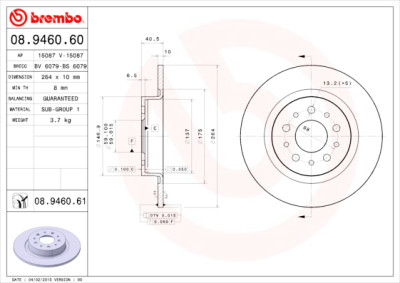 Set dischi freno BREMBO 08.9460.60