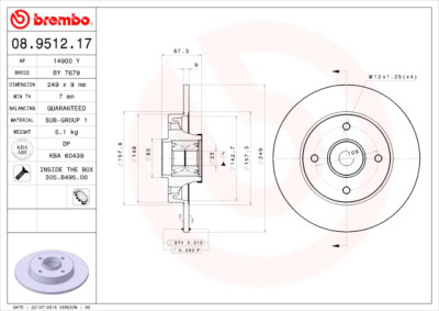 Set dischi freno CUSCINETTI DISCO LINEA BREMBO 08.9512.17