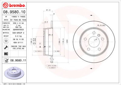 Set dischi freno BREMBO 08.9580.10