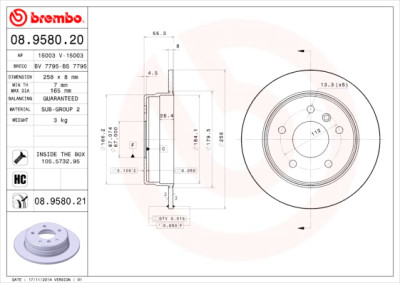 Set dischi freno BREMBO 08.9580.20