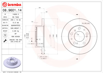 Set dischi freno BREMBO 08.9601.14