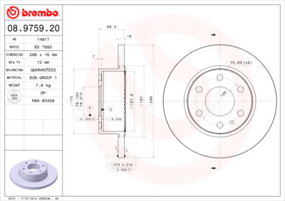 Set dischi freno BREMBO 08.9759.20