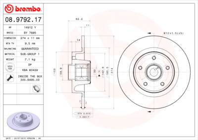 Kit dischi freno CUSCINETTI DISCO LINEA BREMBO 08.9792.17