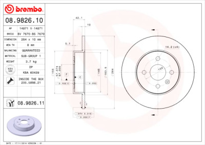 Set dischi freno BREMBO 08.9826.10