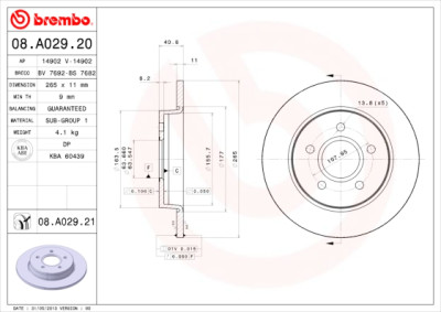 Set dischi freno BREMBO 08.A029.20