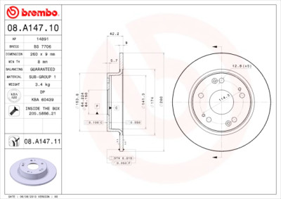 Set dischi freno BREMBO 08.A147.10