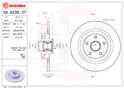 BREMBO 08.A239.37 Set dischi freno