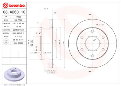 Disco freno 08.A260.10
