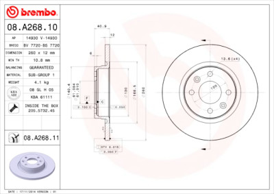 Set dischi freno BREMBO 08.A268.10