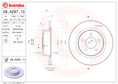 Set dischi freno BREMBO 08.A297.10