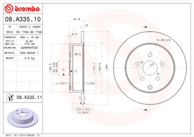 Set dischi freno BREMBO 08.A335.10