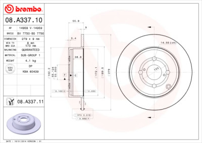 Set dischi freno BREMBO 08.A337.10