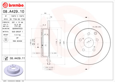 Set dischi freno BREMBO 08.A429.10