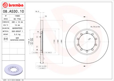 Set dischi freno BREMBO 08.A530.10