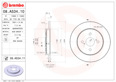 Set dischi freno BREMBO 08.A534.10