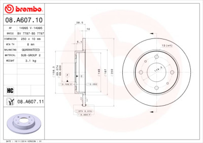 Set dischi freno BREMBO 08.A607.10