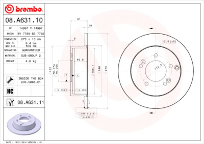 Set dischi freno BREMBO 08.A631.10
