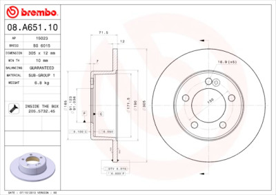 Set dischi freno BREMBO 08.A651.10