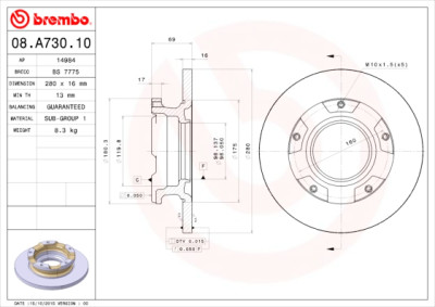 Set dischi freno BREMBO 08.A730.10