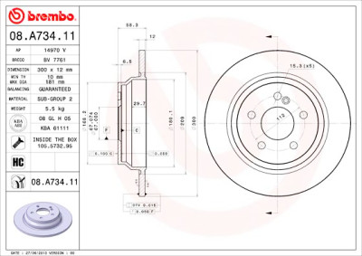 BREMBO COATED DISC LINE 08.A734.11 Set dischi freno