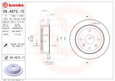 Set dischi freno BREMBO 08.A872.10
