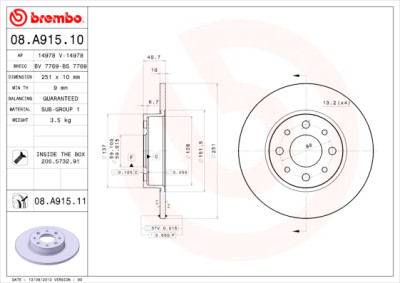Set dischi freno BREMBO 08.A915.10