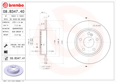Set dischi freno BREMBO 08.B347.40