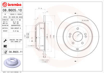 Set dischi freno BREMBO 08.B605.10