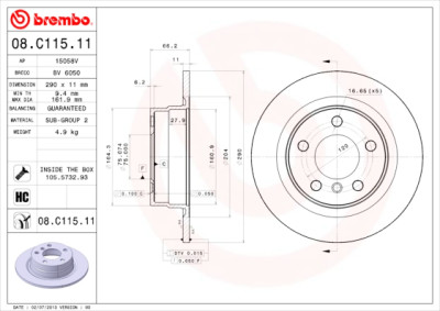 Set dischi freno BREMBO COATED DISC LINE 08.C115.11
