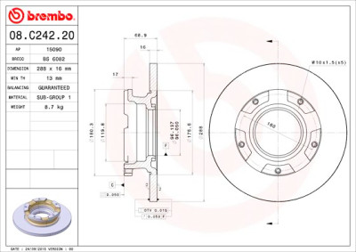 Set dischi freno BREMBO 08.C242.20